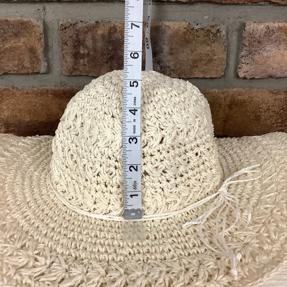 SCALIA COLLEZIONE Cream Floppy Woven Paper Hat - Picture 8 of 9